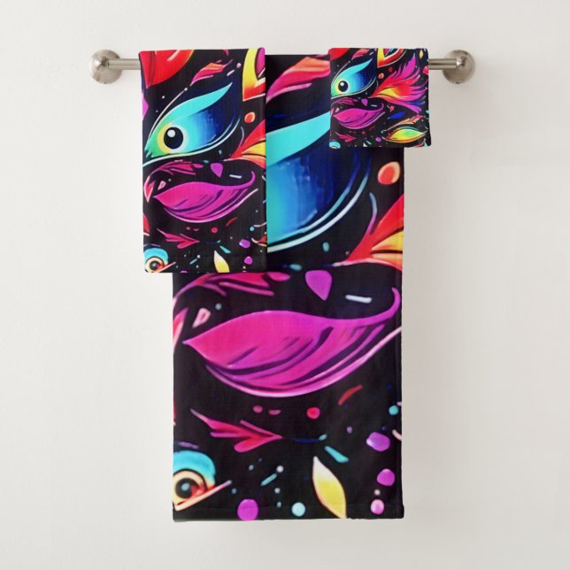 Psychedelic Feather Dream Badhandtuch Set (Insitu)