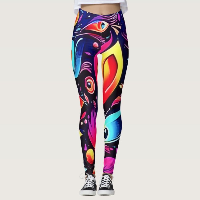 Psychedelic Feather Dream Leggings (Vorderseite)