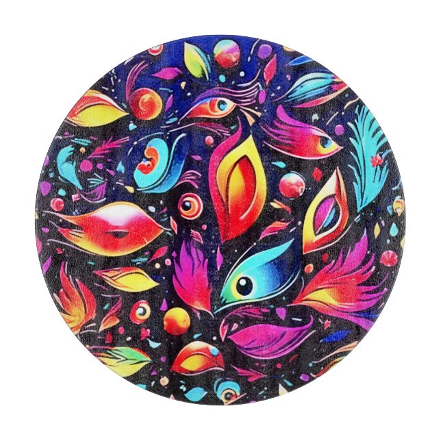 Psychedelic Feather Dream Schneidebrett (Vorderseite)