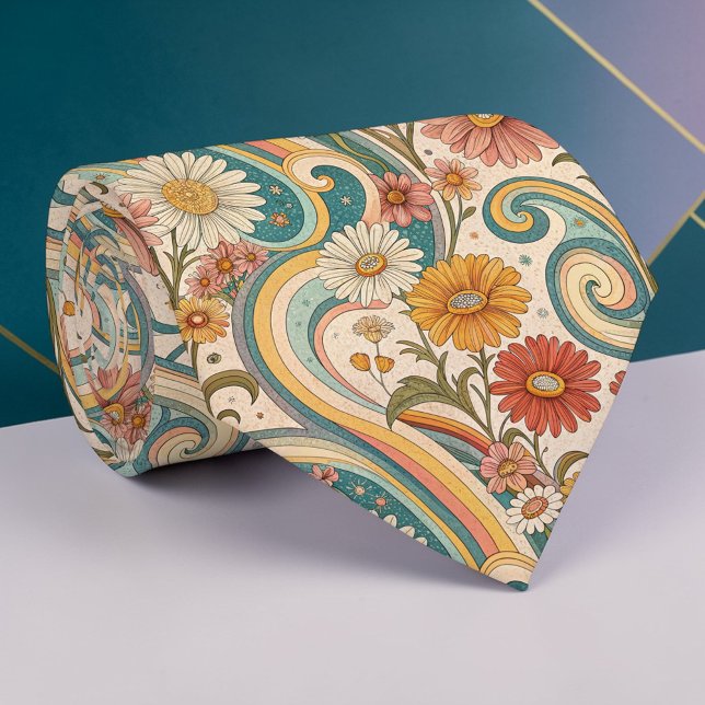 Psychedelic Floral 1970s Custom Necktie Tie Krawatte (Von Creator hochgeladen)