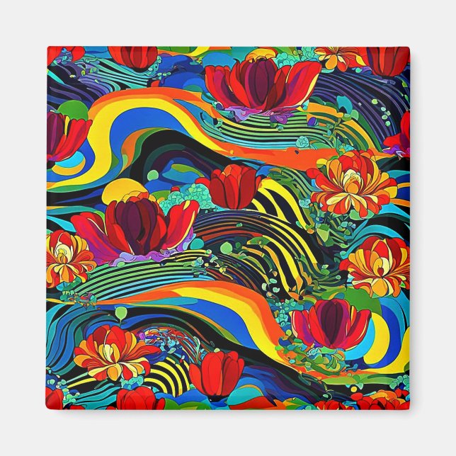Psychedelic Floral 3 Magnet (Vorne)