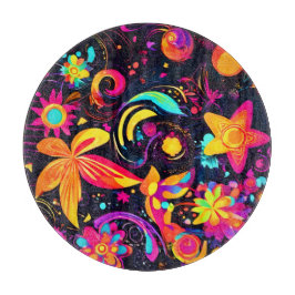 Psychedelic Floral Cosmos Schneidebrett