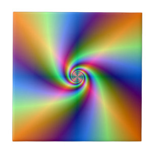 Psychedelic Four Wind Spiral Fliese