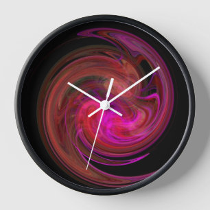 PSYCHEDELIC FRACTAL LIGHT VORTEX Abstract Red  Wanduhr