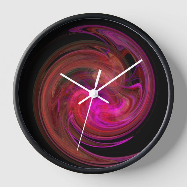 PSYCHEDELIC FRACTAL LIGHT VORTEX Abstract Red  Wanduhr (Vorderseite)