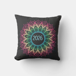 Psychedelic Fractal Mandala 2026 Design with Neon Kissen