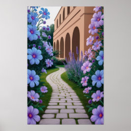Psychedelic Garden Path Blume Poster