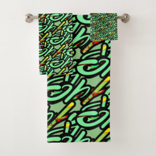 PSYCHEDELIC GRAPHIC BATH TOWEL BADHANDTUCH SET