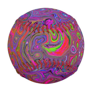 Psychedelic Groovy Magenta Retro Liquid Swirl Baseball