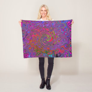 Psychedelic Groovy Magenta Retro Liquid Swirl Fleecedecke