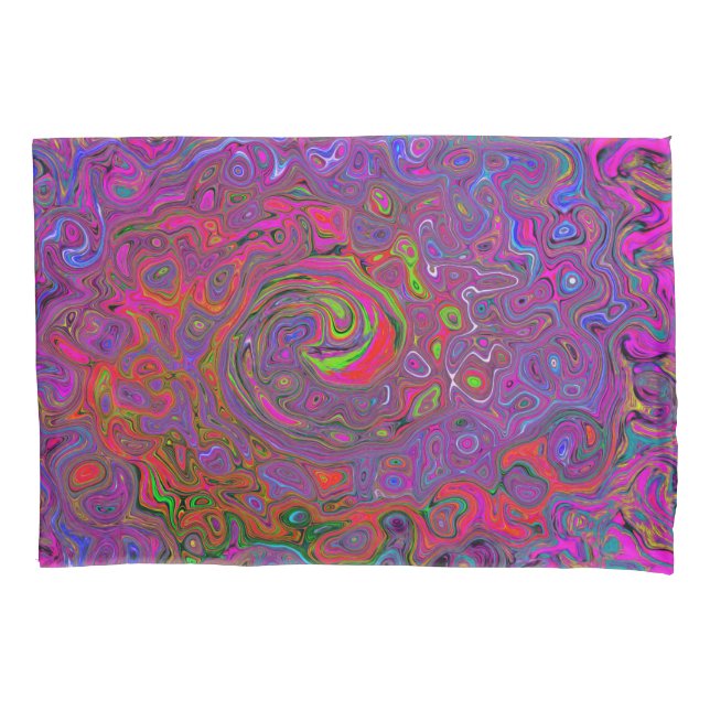 Psychedelic Groovy Magenta Retro Liquid Swirl Kissenbezug (Vorderseite)