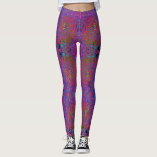 Psychedelic Groovy Magenta Retro Liquid Swirl Leggings