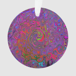 Psychedelic Groovy Magenta Retro Liquid Swirl Ornament