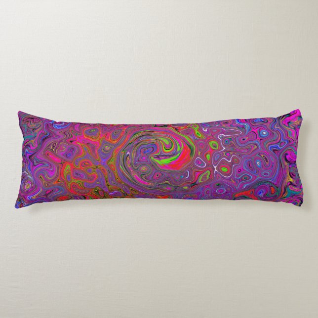 Psychedelic Groovy Magenta Retro Liquid Swirl Seitenschläferkissen (Vorderseite)