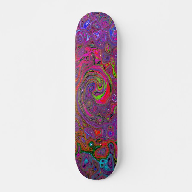 Psychedelic Groovy Magenta Retro Liquid Swirl Skateboard (Vorne)