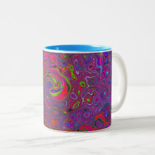 Psychedelic Groovy Magenta Retro Liquid Swirl Zweifarbige Tasse
