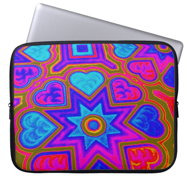 Psychedelic Hearts Electronics Bag Laptopschutzhülle (Vorderseite)