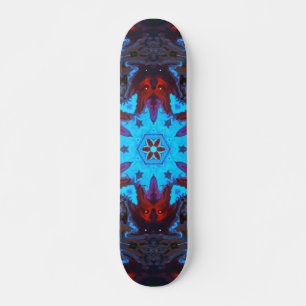 Psychedelic Hippie Blue and Red Skateboard