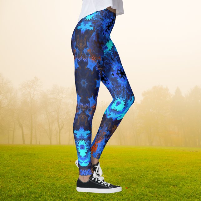Psychedelic Hippie Blue und Orange Leggings (Von Creator hochgeladen)