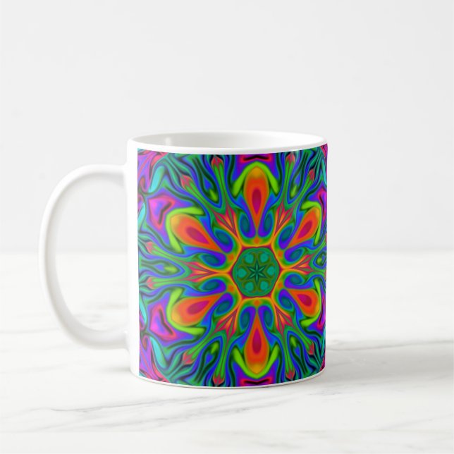 Psychedelic Hippie Blume Rainbow Kaffeetasse (Links)