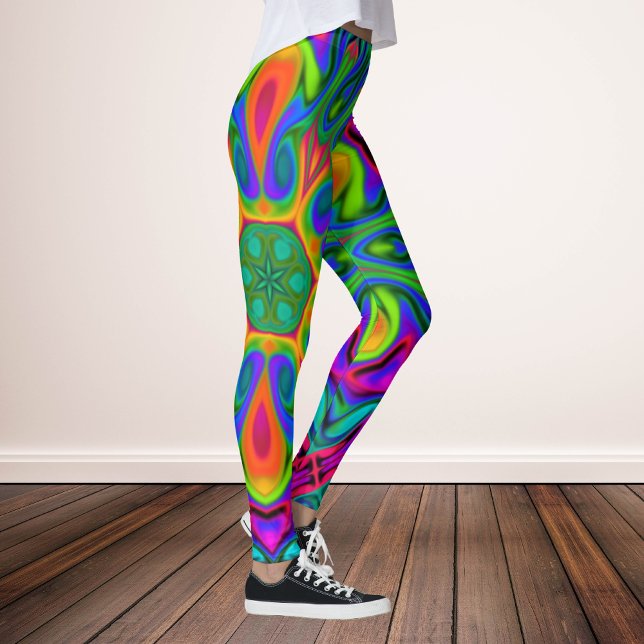 Psychedelic Hippie Blume Rainbow Leggings (Von Creator hochgeladen)