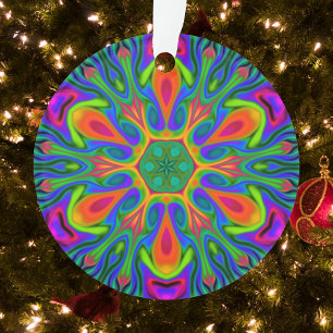 Psychedelic Hippie Blume Rainbow Ornament