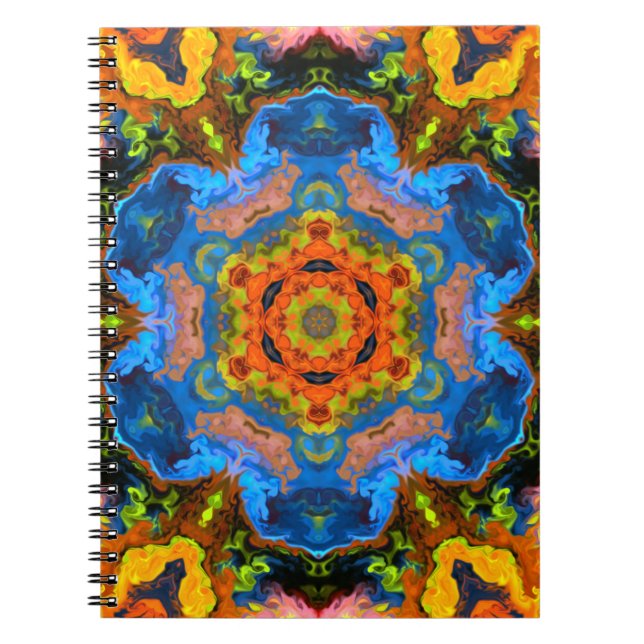Psychedelic Hippie Orange Blue und Green Notizblock (Vorderseite)