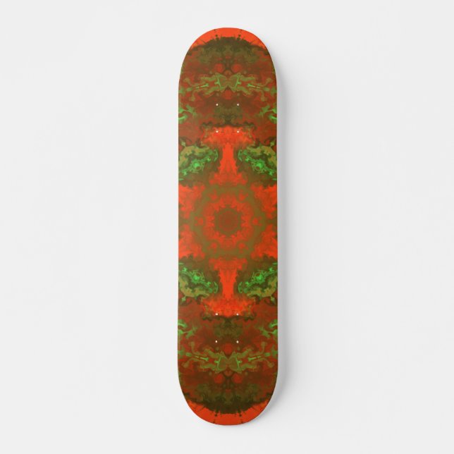 Psychedelic Hippie Red and Green Skateboard (Vorne)
