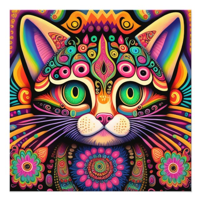 Psychedelic-Katze 2 Fotodruck (Vorne)
