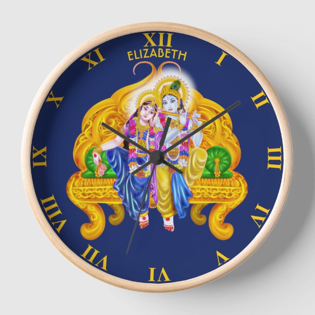 Psychedelic Krishna Radha Vigneshwara Hinduismus Uhr (Vorderseite)