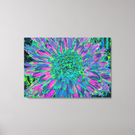 Psychedelic Magenta Aqua und Lime Green Dahlia Leinwanddruck