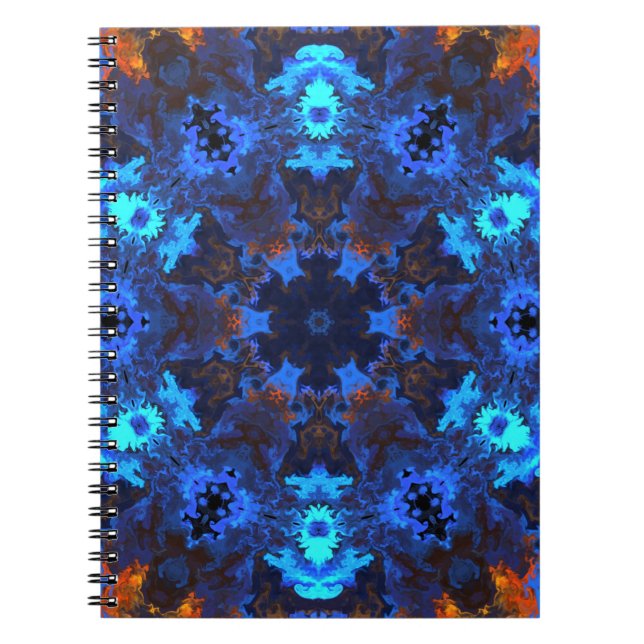 Psychedelic Mandala Blue und Orange Notizblock (Vorderseite)