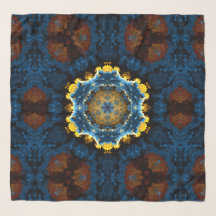 Psychedelic Mandala Blume Blau Gelb und Orange