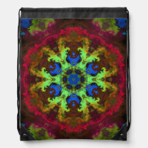 Psychedelic Mandala Blume Grün Blau und Rot