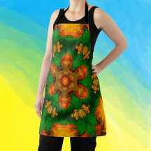 Psychedelic Mandala Blume Grün Orange und Gelb