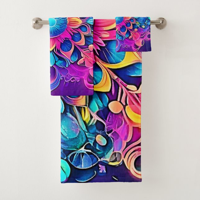 Psychedelic Mandala Design Badhandtuch Set (Insitu)