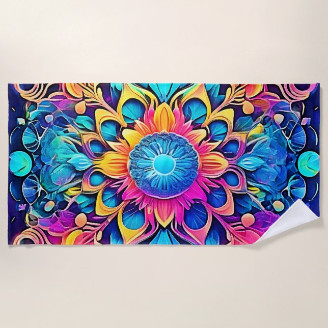 Psychedelic Mandala Design Strandtuch (Vorderseite)