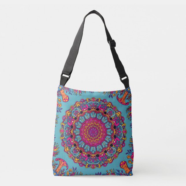 Psychedelic Mandala Garden Tragetaschen Mit Langen Trägern (Vorderseite)