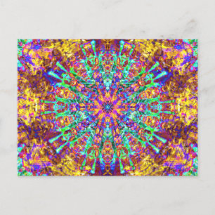 Psychedelic Mandala Trippy Hippie Color Splash Postkarte