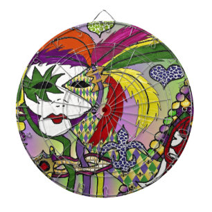 Psychedelic Mardi Gras Feather Mask Dartscheibe