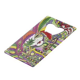 Psychedelic Mardi Gras Feather Mask Geldbeutel Flaschenöffner