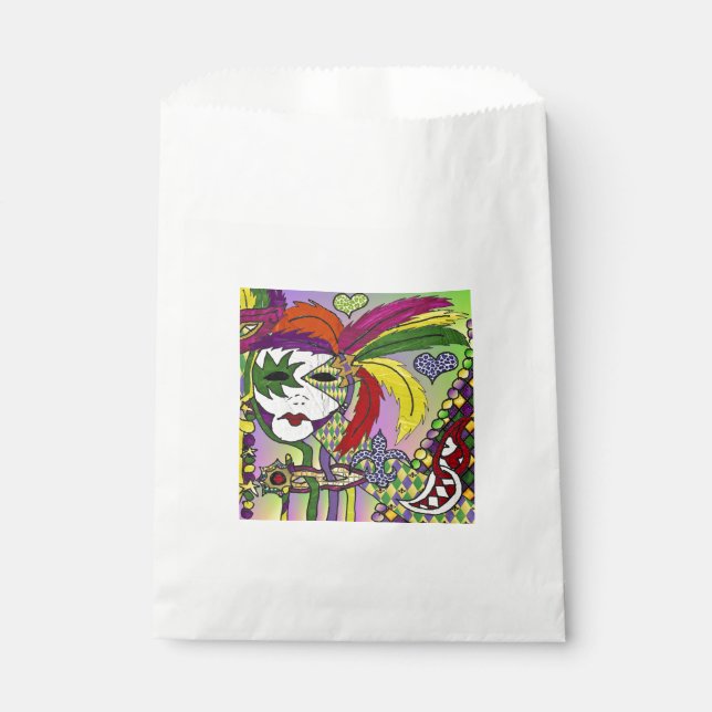 Psychedelic Mardi Gras Feather Mask Geschenktütchen (Vorderseite)