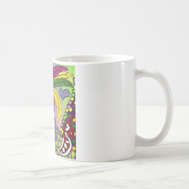 Psychedelic Mardi Gras Feather Mask Kaffeetasse (Rechts)