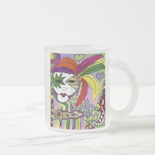 Psychedelic Mardi Gras Feather Mask Mattglastasse (Rechts)