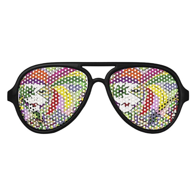 Psychedelic Mardi Gras Feather Mask Sonnenbrille (Vorderseite)
