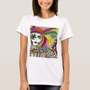 Psychedelic Mardi Gras Feather Mask T-Shirt