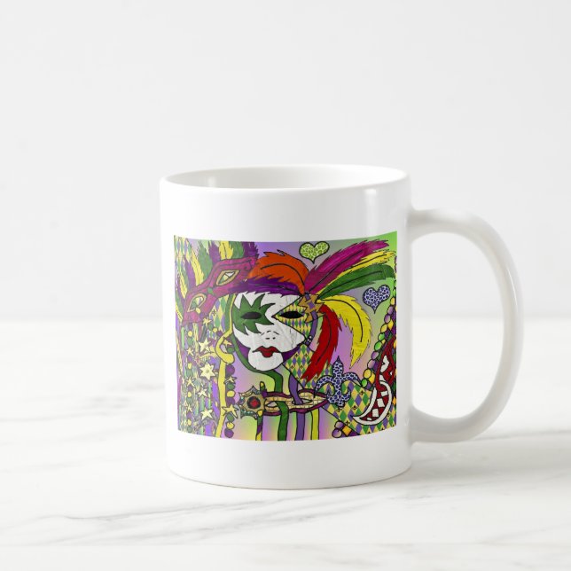 Psychedelic Mardi Gras Feather Masken Geschenke Ap Kaffeetasse (Rechts)