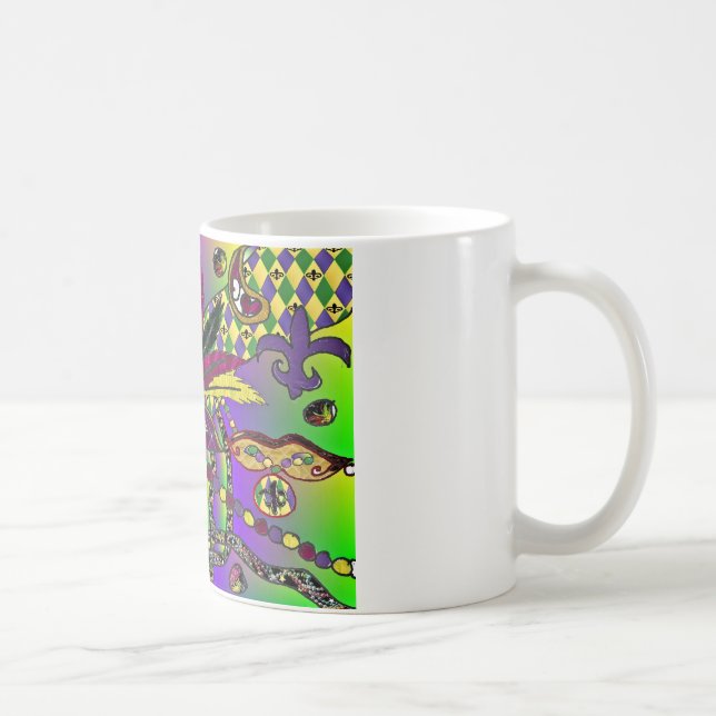 Psychedelic Mardi Gras Feather Masken Geschenke Ap Kaffeetasse (Rechts)