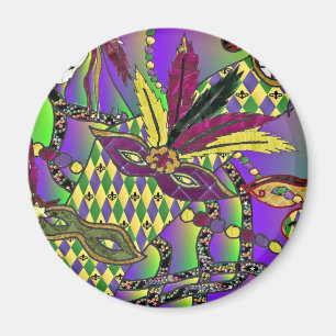 Psychedelic Mardi Gras Feather Masken Geschenke Ap Magnet