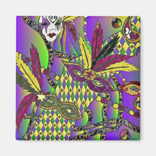Psychedelic Mardi Gras Feather Masken Geschenke Ap Magnet
